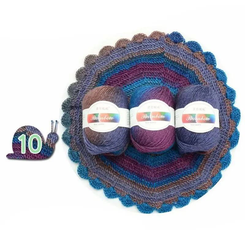 Мягкая камвольная пряжа радужные градиентные цвета DIY Детская шерсть для вязания шаль шарф свитер вязание крючком нитки поставки - Цвет: 10