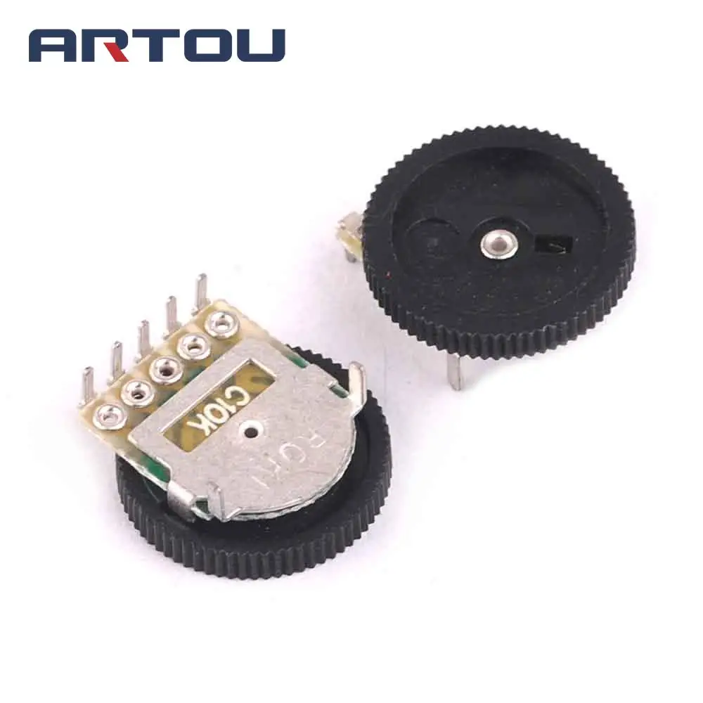 

10PCS 14*2mm Double Gear Tuning Potentiometer C103 10K 5Pin Dial Potentiometer
