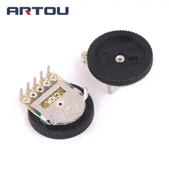 

10PCS 14*2mm Double Gear Tuning Potentiometer C103 10K 5Pin Dial Potentiometer