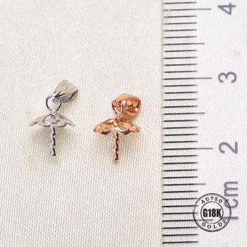 

solid 18k Yellow Gold pendant connector,cup and peg bead cap for necklace,earring,dangle sterling silver jewelry ,1 piece