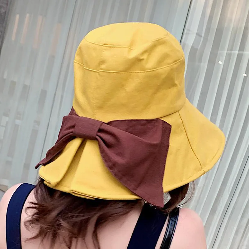 

Korean Style Women Sun Hats Bow Fashion Japanese Sweet Beach Camping Sunscreen Sunshade Caps for women girls