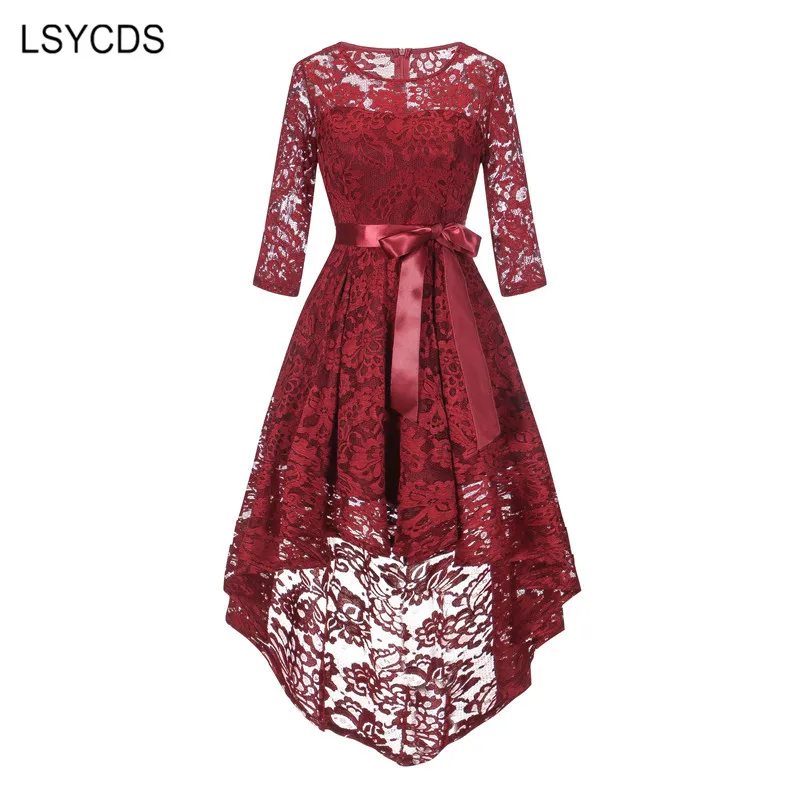 Женское винтажное платье LSYCDS кружевное с рукавом 3/4 и круглым вырезом элегантные