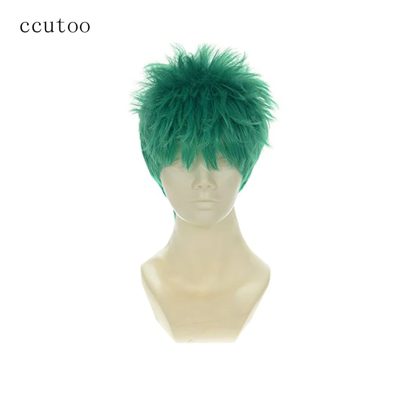 Ccutoo Roronoa Зоро ONE PIECE 10 "Мужские Короткие Зеленые пушистый синтетический Косплэй волос Искусственные парики теплостойкость Волокно