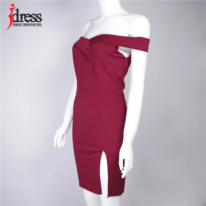 IDress Women Summer Dress 2019 Split Black Red Off Shoulder Backless Tunic Party Dress Sexy Robe Femme Bodycon Bandage Dress (9)