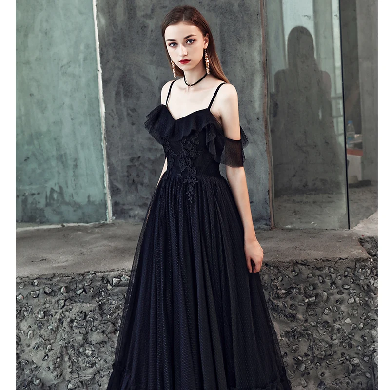 FADISTEE летнее вечернее платье, платья для выпускного вечера, длинное платье, Vestido de Festa, Элегантное маленькое черное платье с v-образным вырезом, вечернее торжественное платье на молнии