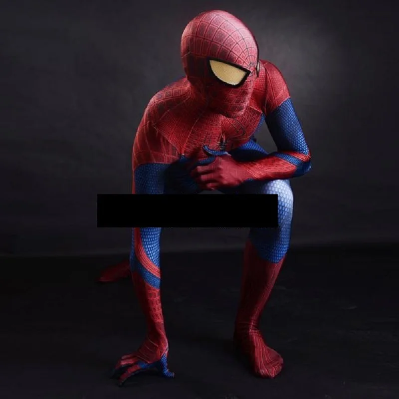 Черный zentai потрясающий костюм Человека паука 3d спандекс Человек паук косплей