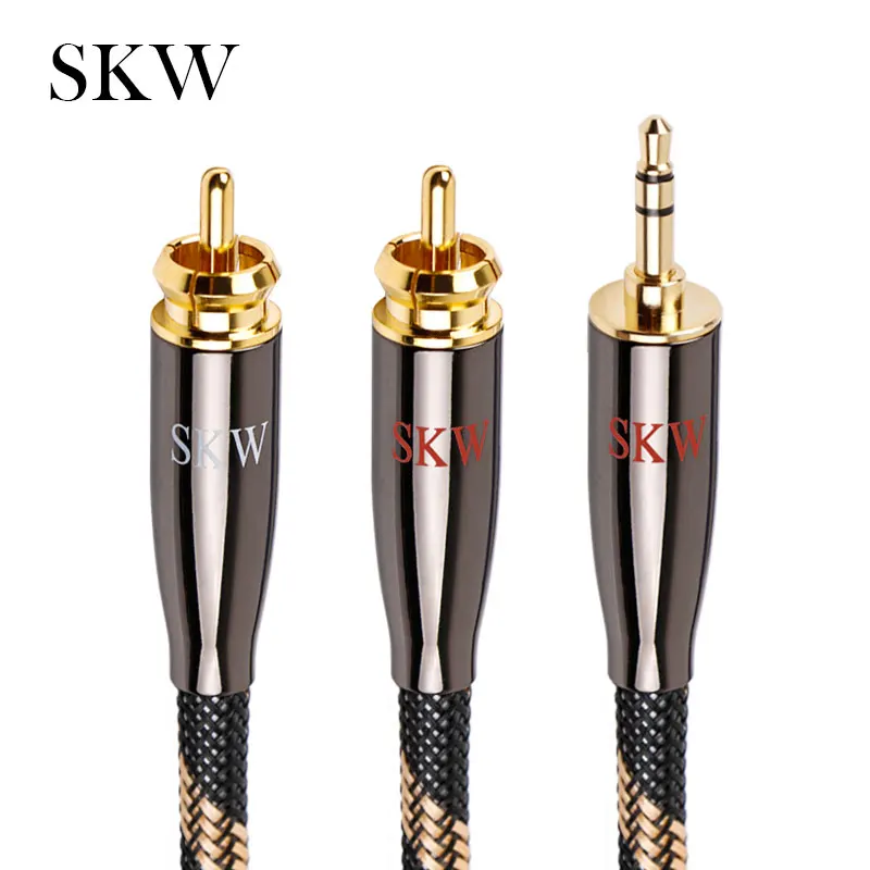 Аудиокабель SKW RCA с разъемом 2RCA на 3 5 кабель AUX 1 м 2 8 10 для усилителя DVD домашнего
