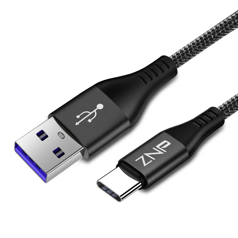 ZNP кабель usb type C для samsung S10 S9 S8 mate 20 Pro 3A Быстрая зарядка usb type C кабель для передачи данных для Redmi Note 7 Pro шнур зарядного устройства - Цвет: Black