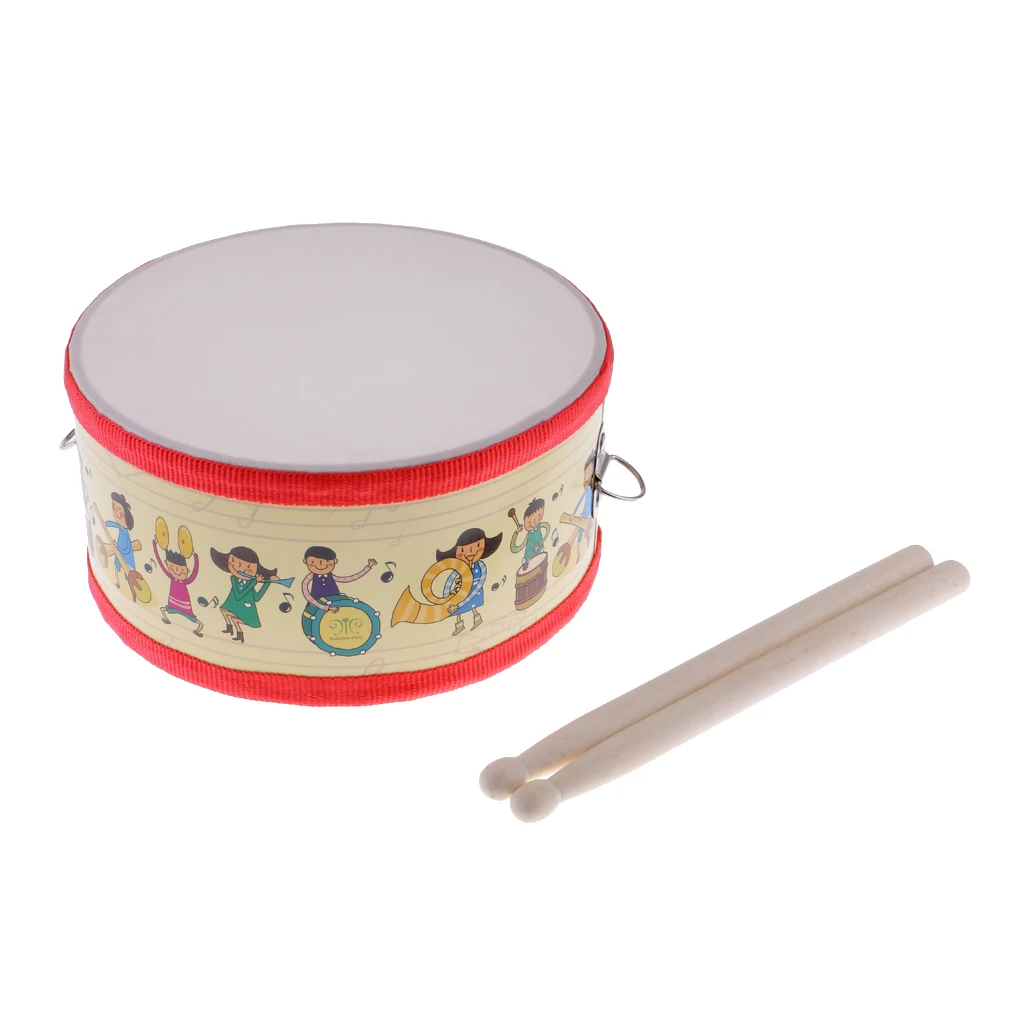 1 Set Hand Percussion Snare Drum with Wood Sticks for Kids Musical Toys Gifts