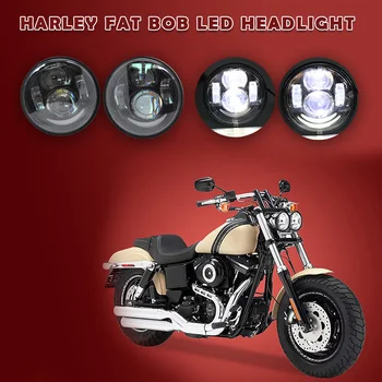 

New 4.65 inch Motorcycle Double LED Headlights With DRL halo For Fat Bob FXDF Model LED Headlight