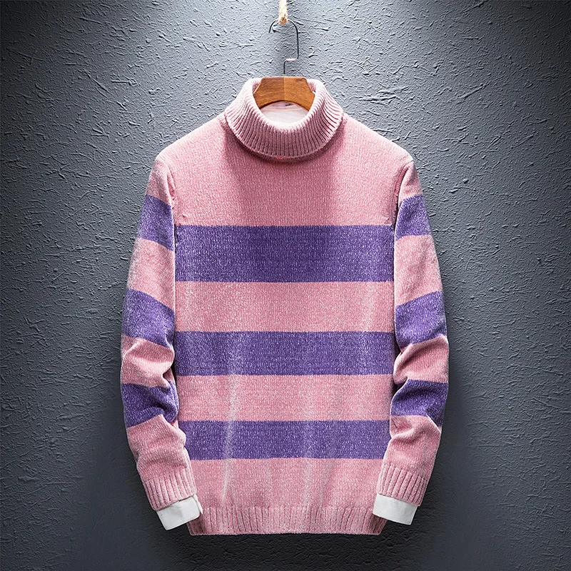COO 2018 новый зимний свитер с длинным рукавом мужской черепаха шею полосатый свитер мода бутик свитер