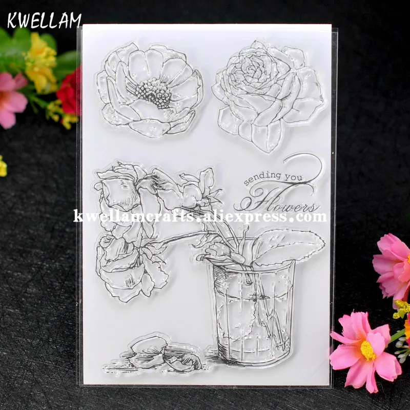 

Sending you Flowers Rose Scrapbook DIY photo cards account rubber stamp clear stamp transparent stamp 11x15cm 7063033