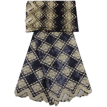 

African Fabric Bazin Riche Getzner Nigerian Lace Fabric 2019 High Quality Lace Bazin Riche Fabric With 2Yards Tulle Lace Y1304