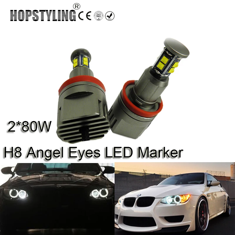 

HOPSTYLING 1 set 2*80W 160W C.REE LED Marker Angel Eyes 7000K for BMW E90 E92 X5 E71 X6 E82 M3 E60 E70 car-styling headlight