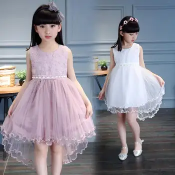 

4 6 8 12 14 years girls dress 2020 summer style baby girls clothing girl lace princess dresses kids party Irregular dress