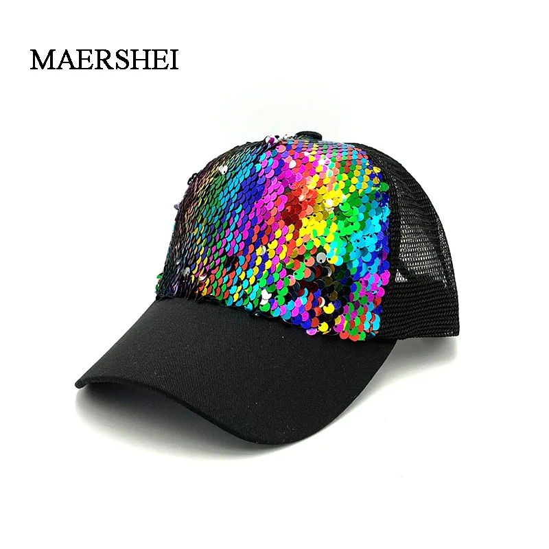 MAERSHEI Новая мода летняя кепка-бейсболка сетчатые Кепки блесток Для женщин шляпа девочки; дети ОММ