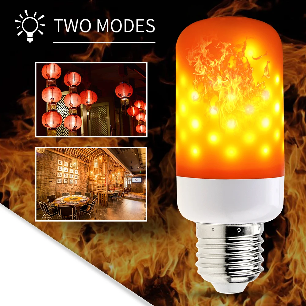 

E27 LED Flame Effect Bulb Candle Lamp E14 85-265V 2835 Led E26 Holiday Night Lighting 220V Flickering Emulation Decorative 110V