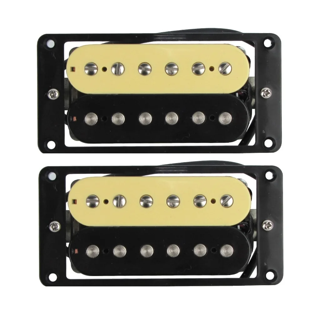 

FLEOR Set of Alnico 5 Double Coil Humbucker Guitar Neck Bridge Pickup with Black Curved Frame for LP Style Guitar