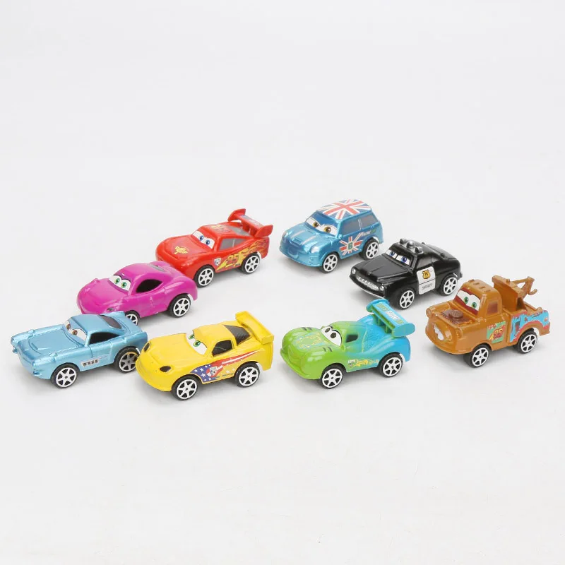 6cm 8pcs Disney Pixar Cars 3 Lightning McQueen Mater Jackson Storm Ramirez 1:55 Diecast ABS Pull Back Car Toy Model Boys Gifts