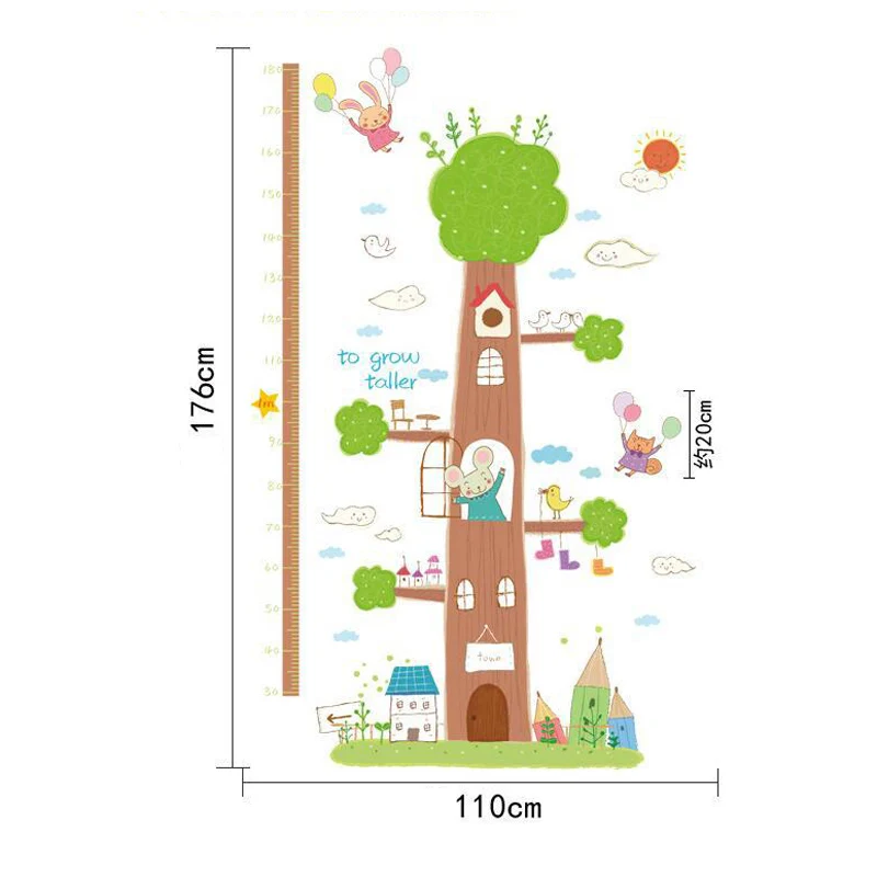 Tofok мультфильм Животные высокое измерение стикер на стену для детей детской декора наклейки на стену диаграмма роста Детская Наклейка на стену s - Цвет: T2