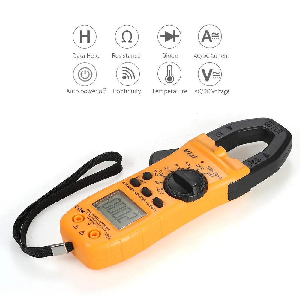 

Vici Hand-held LCD Digital Clamp Meter Multimeter AC/DC Voltage Current Capacitance Test Temperature Resistance Diode Tester