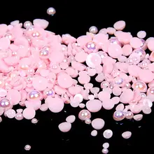 

1000/500pcs 2-5mm Mixed Sizes Light Pink AB Color Resin Half Round Pearl Beads Non Hotfix For Nails Art Backpack DIY Decoration