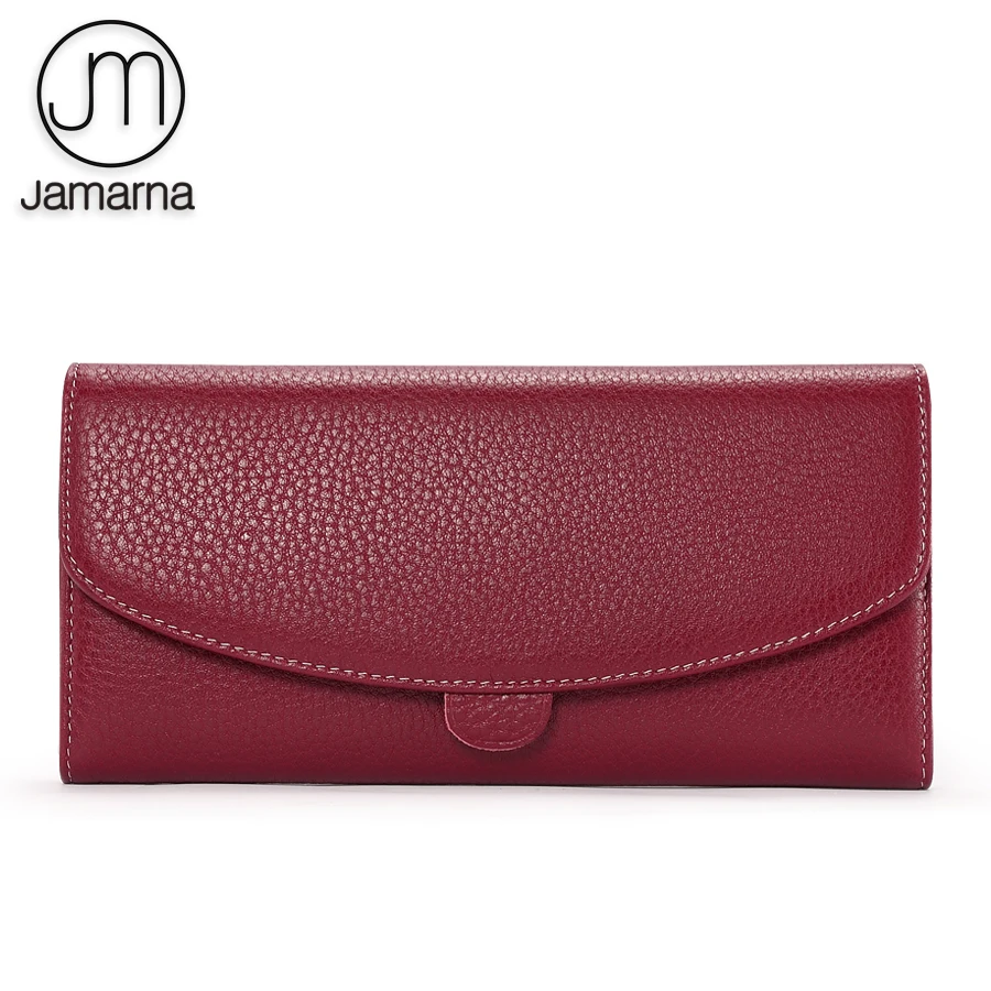 Jamarna Wallet Women Genuine Leather Wallet Female Long Clutch Classic Purse Women Wallets Card Holder Coin Purse Red Wallets Jamarna Wallet Women Genuine Leather Wallet Female Long Clutch Classic Purse Women Wallets Card Holder Coin Purse Red Wallets