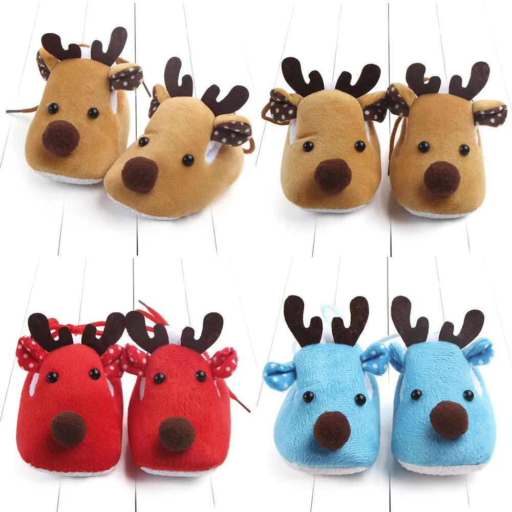 

ARLONEET 2019 Christmas Shoes Baby Boy Girl Newborn Christmas Soft Sole Anti-slip Sneakers flip flop Cotton Kid slipper10-15cm