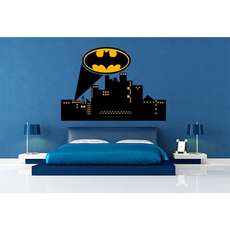 us $12.57 26% off|poomoo wall decals gotham city skyline batman wall decal  vinyl batman wall decal for hallowmas-in wall stickers from home & garden