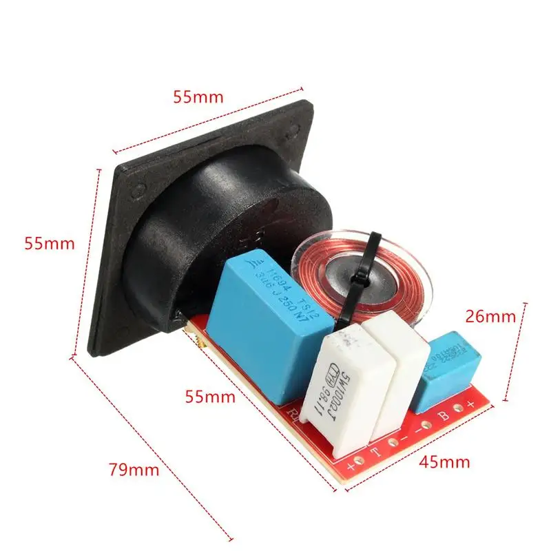 2 способ D222 80 Вт динамик делитель частоты с распределительной коробкой стерео кроссовер фильтры 79x55x55 мм