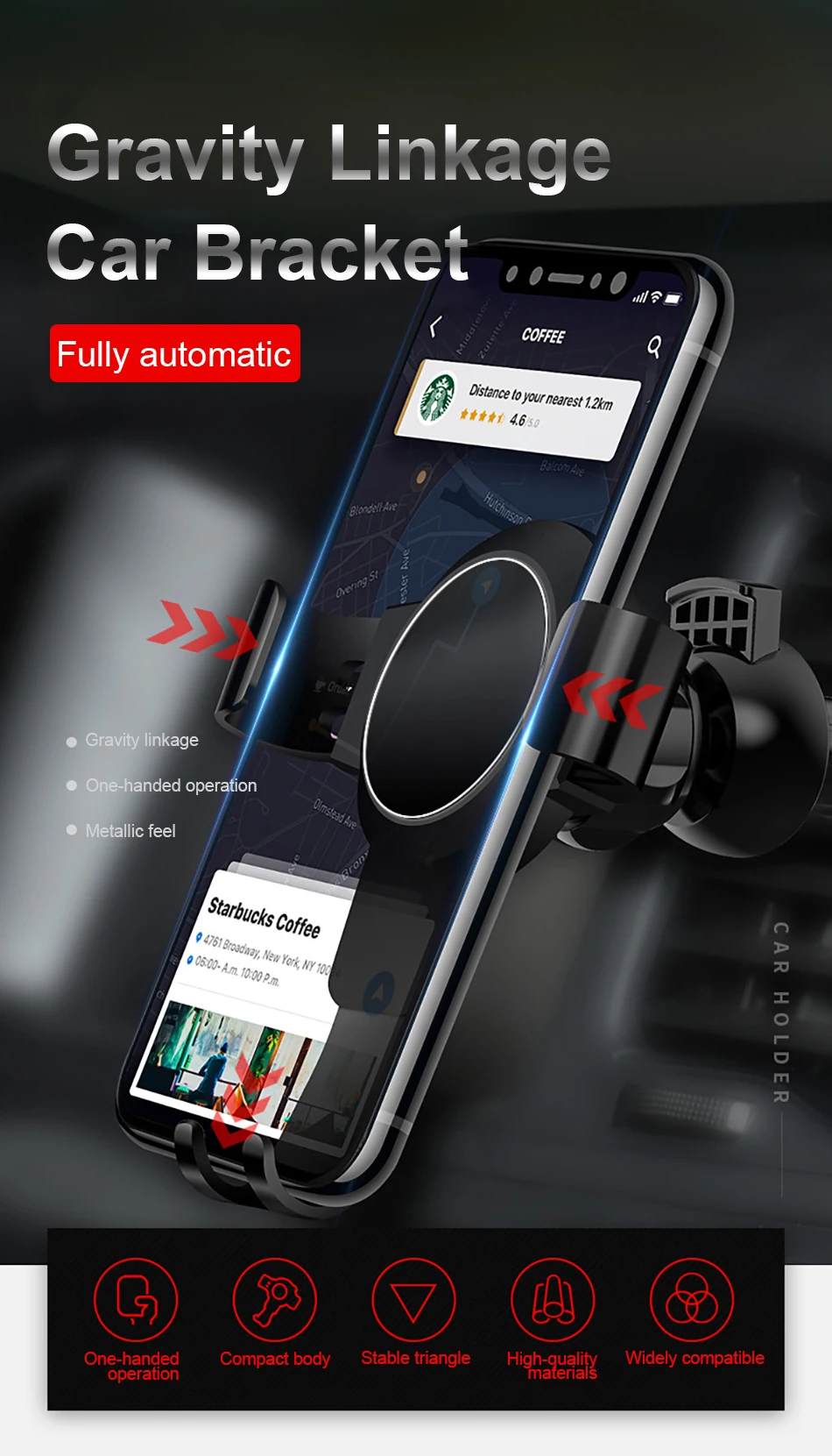 !ACCEZZ Universal Car Air Vent Phone Holder For iphone X XS XR 8 7 Plus 360 Degree Rotation Gravity Bracket Stand Mobile Support (1)