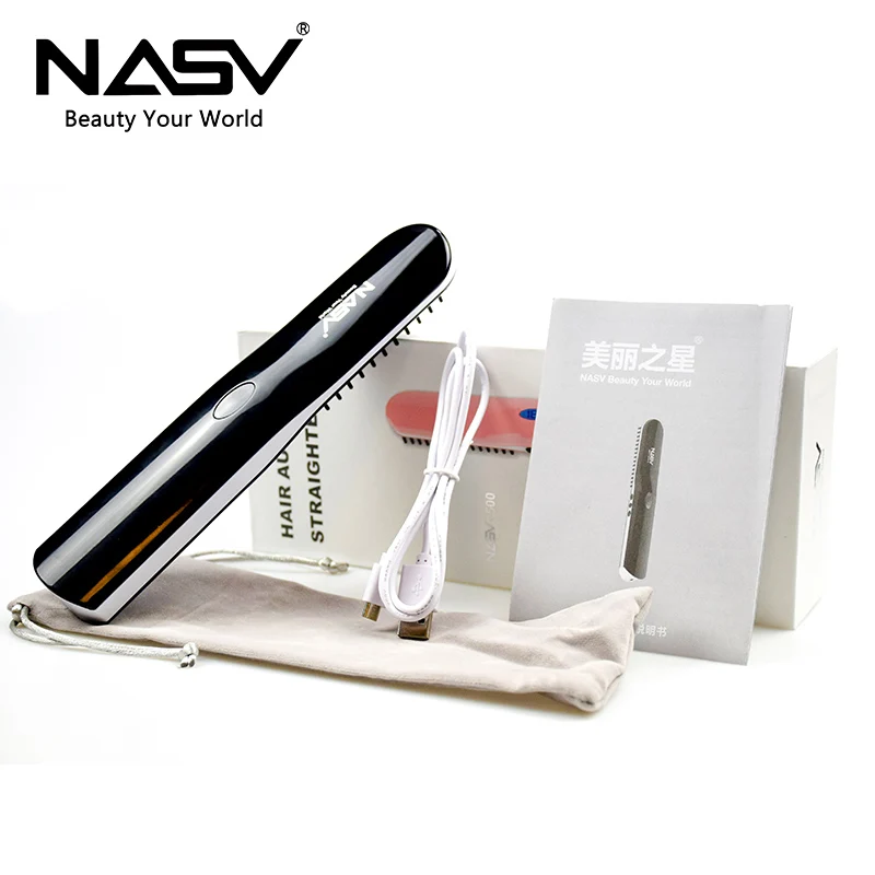 

High Quality LCD Portable Mini USB Hair Straightener Brush Wireless Ceramic 2 in 1 Rechargeable Curling Irons with LCD