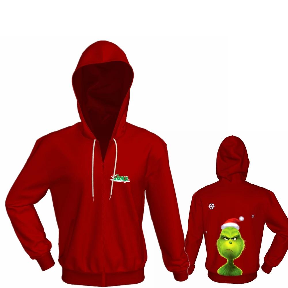 Толстовка XCOSER How the Grinch Рождественская с капюшоном для взрослых цифровым принтом