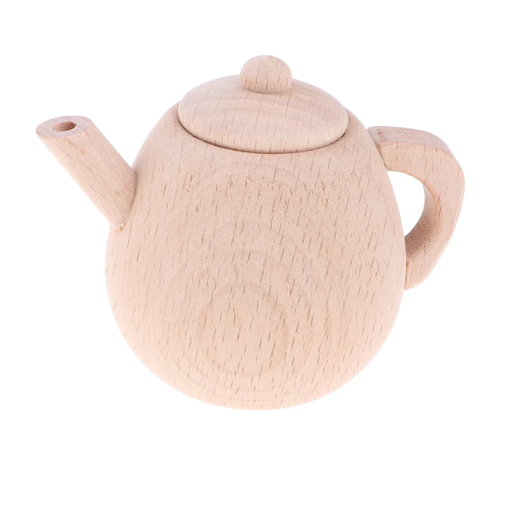 16-piece Wooden Tea Set Pretend Play Toy Educational Game For Kids Children - Soild Beech Saucer Cup Salver Teapot Coffee Set