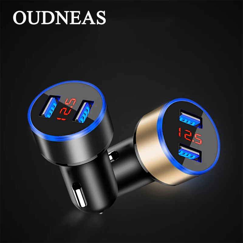 

OUDNEAS 2 USB Car Charger Digital LED Display 5V 3.1A Aluminium Alloy Fast Charging Voltage Monitoring For iPhone for Samsung
