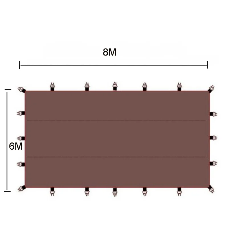 6 м* 8 мбольшая Наружная палатка, навес. Светильник с силиконовым покрытием из водонепроницаемой ткани, многоместный брезент, непромокаемый солнцезащитный тент
