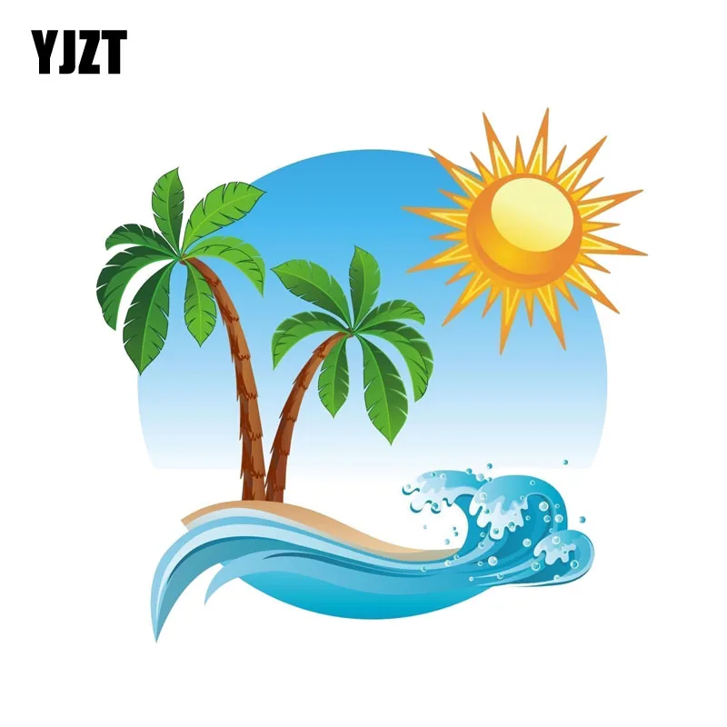 

YJZT 15.2CM*14.8CM Palm Tree Tropical Island Car Sticker Funny Decal PVC 12-0541