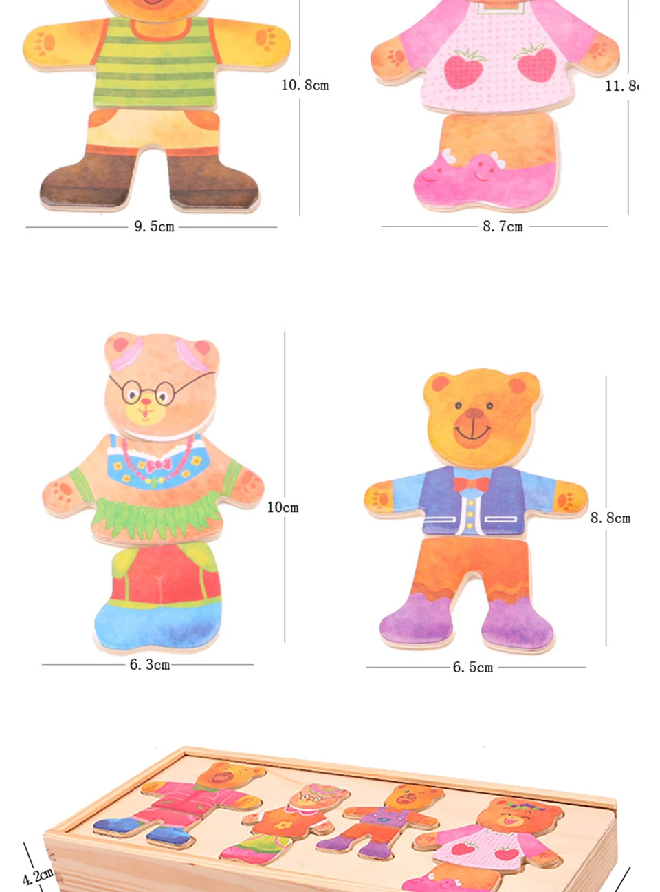 Ruizhi детский набор деревянных головоломок Медведи Изменение игра одеждой Детские Обучающие Наряжаться игрушки детские развивающие игрушки Рождественский подарок RZ1083