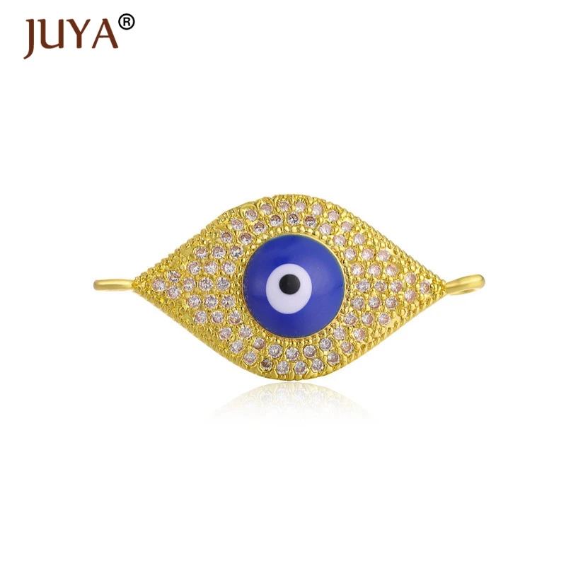 Juya pulseras mujer moda Роскошный AAA циркон горный хрусталь синий турецкий браслет evil Eye греческий глаз Шарм цепочка браслет на запястье