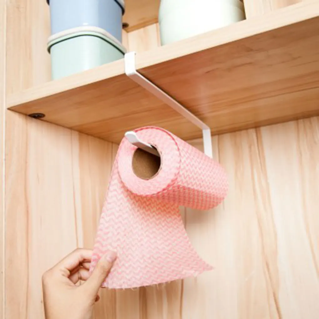 Iron Roll Paper Rack Kitchen Cupboard Hanging Paper Towel Holder Tissue