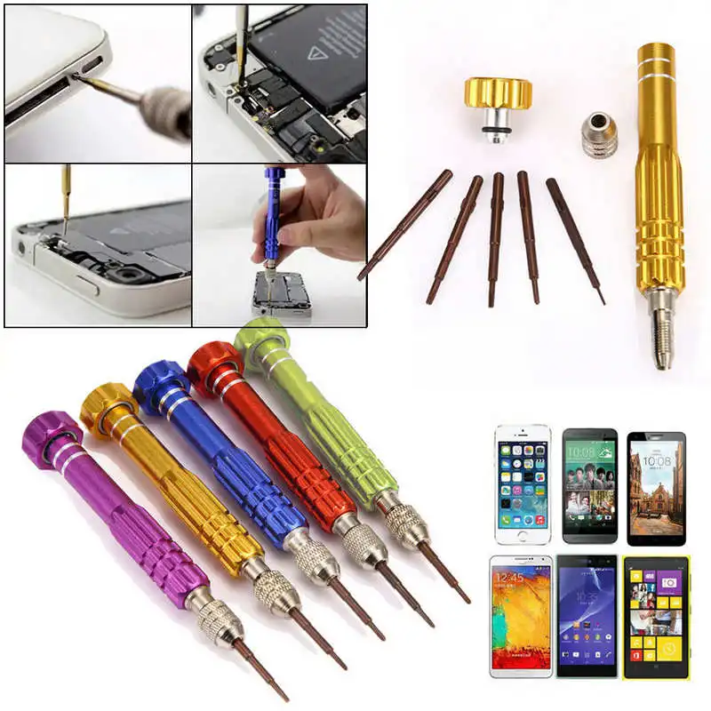 Mayitr Professional 5 in 1 Alloy + S2 Steel Screwdriver Set Repair Tools Opening Kit For iPhone Samsung Anroid Phone Accessory Mayitr Professional 5 in 1 Alloy + S2 Steel Screwdriver Set Repair Tools Opening Kit For iPhone Samsung Anroid Phone Accessory