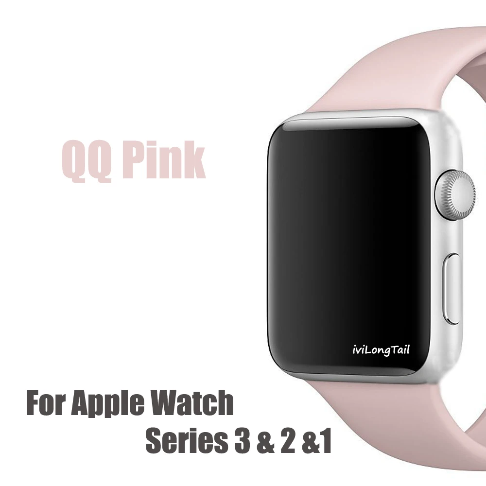 For-apple-iwatch-band-42mm-38mm-silicone-Original-strap-soft-sport-ivilongtail-logo-color-bands Pink