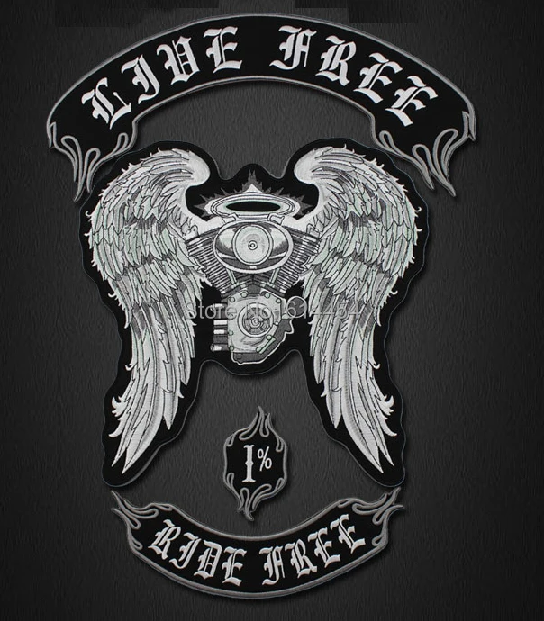 

Embroidery Patches Motorcycle Biker for Jacket Back Full Size and Full Set RIDE FREE Asphalt Angel Lady