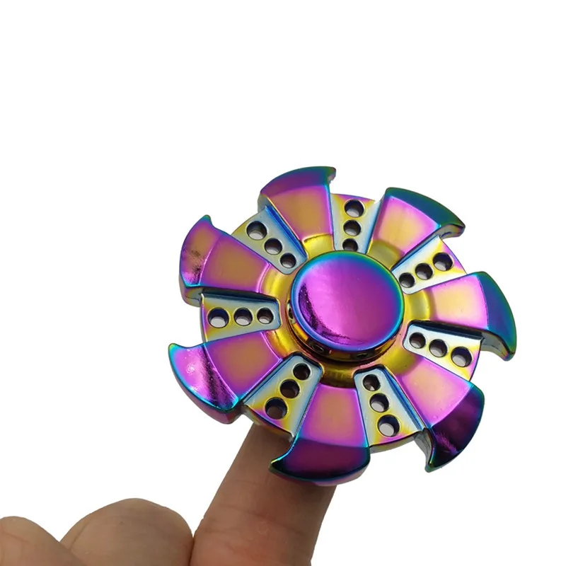 Fidget spinner dedo trevo entre gyro gyro colorido roda de fogo de metal colorido dedo dedos descompressão Artefato