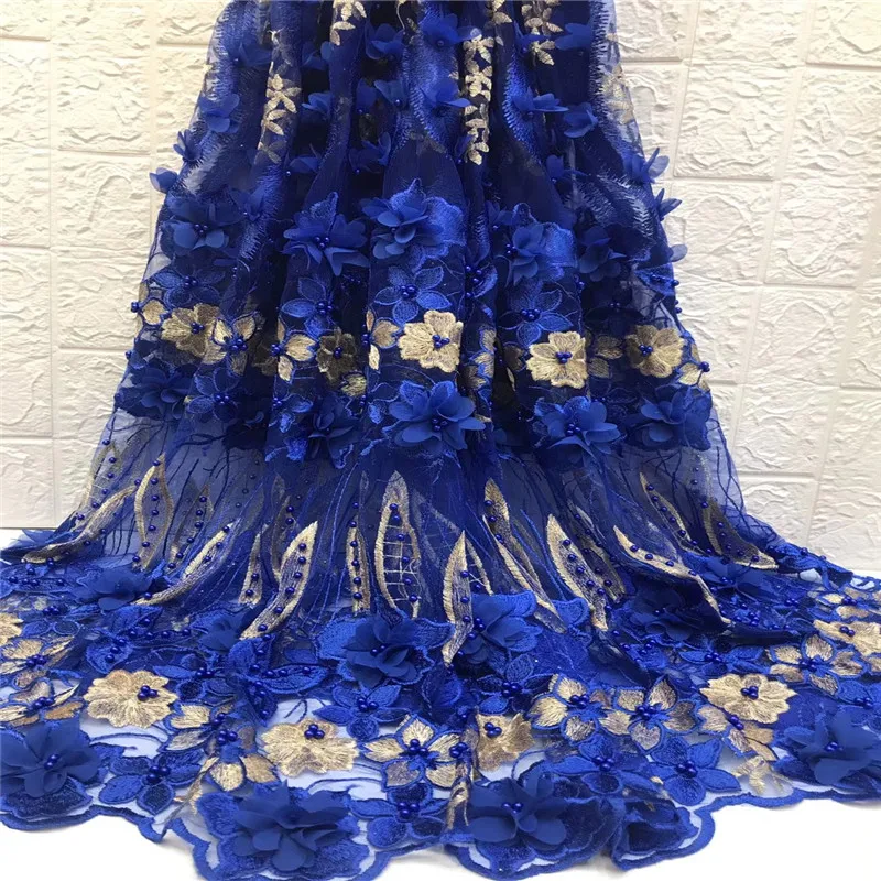 

2018 New style French net lace fabric 3D flower African tulle mesh lace fabric high quality african lace fabric F1377
