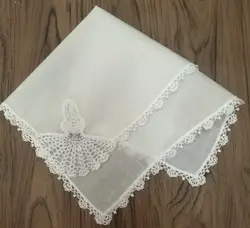 12 шт./лот модные женские туфли платки 11.5x11.5White Ситцевая свадьба-платочек вышивка кружевные канты платки Hanky для невесты