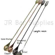 1 шт. барная ложка 44 см(17,3 дюйма) из нержавеющей стали крученый Коктейльная ложка для смешивания с вилкой для мелочей