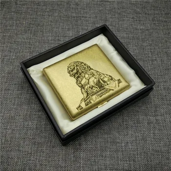 

Mr.k Personalized Stone Lion Copper Cigarette Case Box Male Metal Cigarette Boxes Laser Engraved Storage Smoke Box Lion