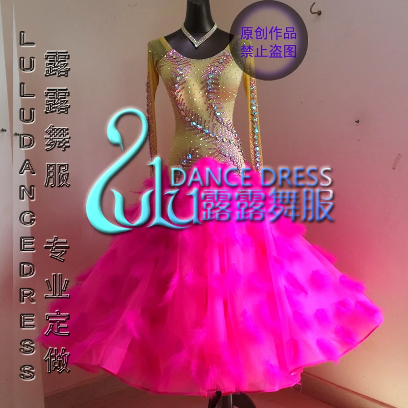 

ballroom dance contest live lady sparkle green modern tango waltz custom of new style ballroom standard dress