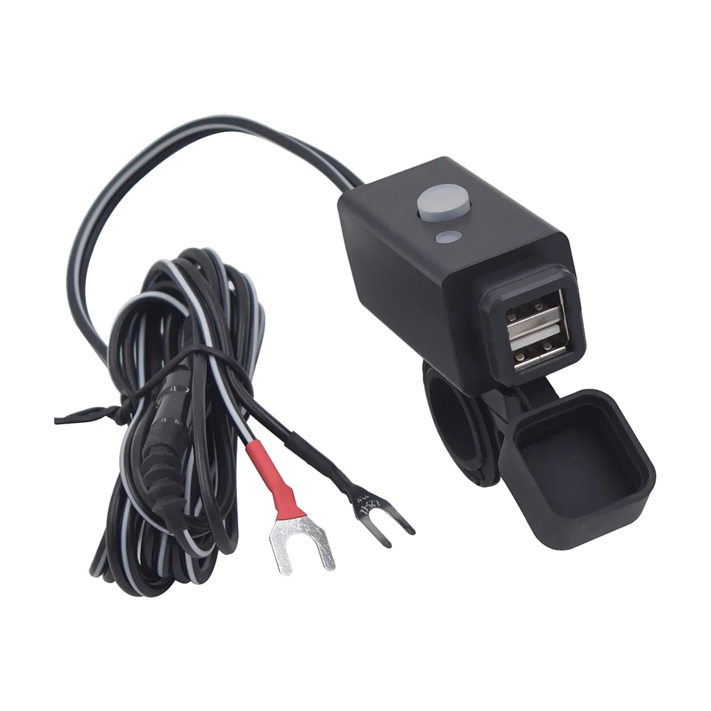 1 Pcs Dual USB Port 12V Waterproof Motorcycle Handlebar Charger 5V 2.1A Adapter Power Supply Socket For Mobilephone GPS